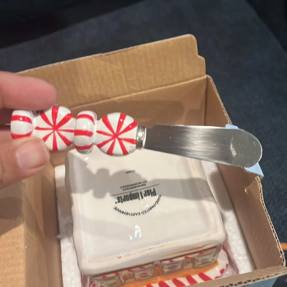 Pier 1 gingerbread‎ house dip bowl & spreader set